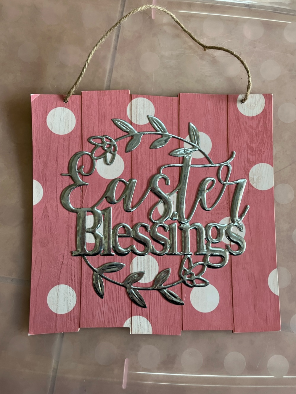 Pink Polka Dot 'Blessings' Wall Plaque